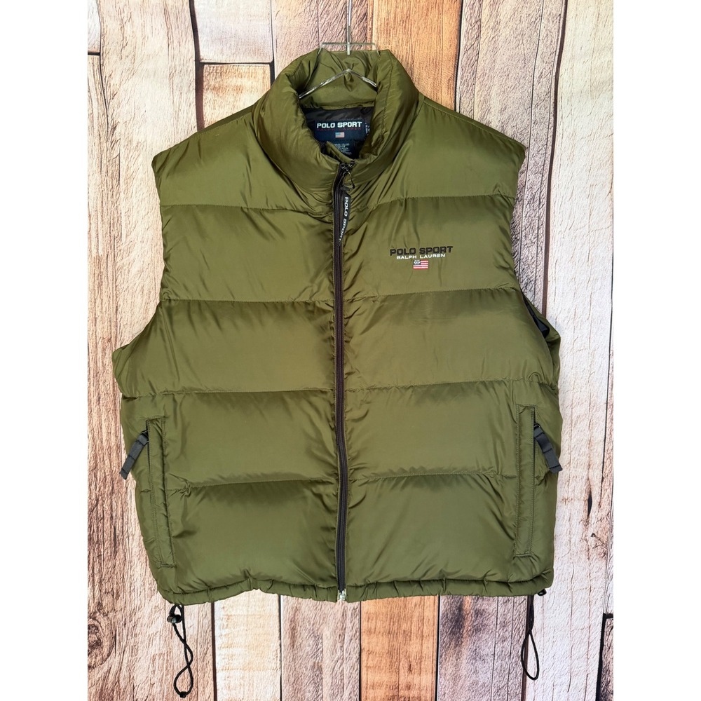 Polo Sport Ralph Lauren Down Puffer Vest Vintage Y2K Gorpcore Olive Green XL